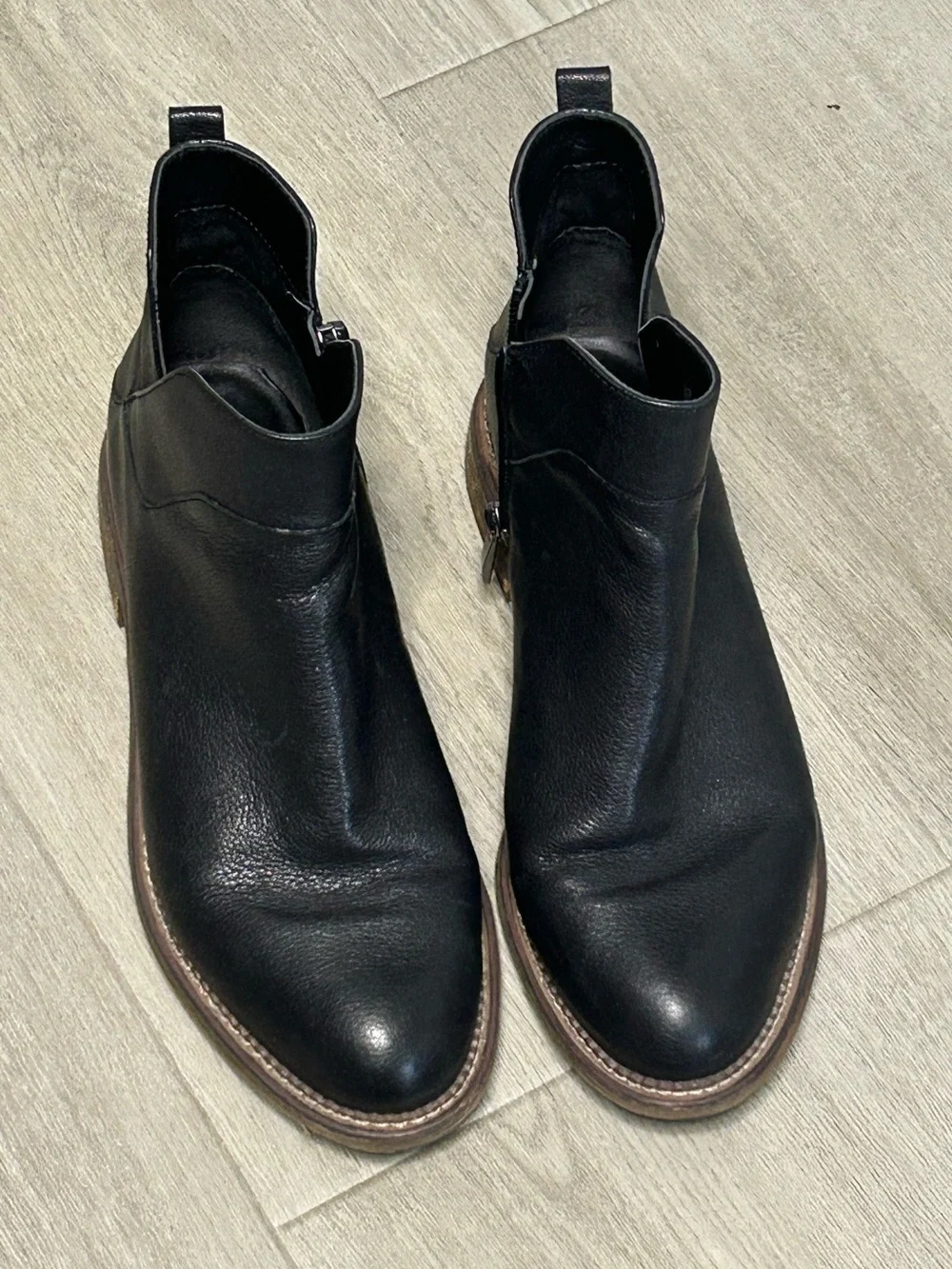 Franco Sarto Leather Ankle Booties – Women's Black | Side Zip